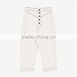 Peg-leg Trousers Cotton White Pants for Women thumbnail-6