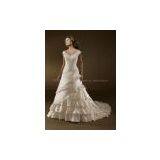 High Quality Taffeta Off-shoulder A-line Bridal Wedding Dress Custom Made thumbnail-1