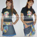 Women's Reversible Wrap Skirts and Side Handbags thumbnail-1