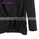 Black Solid Irregular Long Sleeves Winter New Style New Models Blouses Fashion thumbnail-6