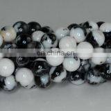 8mm Black Zebra Round Beads Plain Black Zebra Onyx Round Beads Loose Gemstone Round Beads thumbnail-2