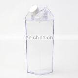 Square Reusable Custom Logo Transparent Clear Milk Carton Shaped Plastic Water Bottle thumbnail-2