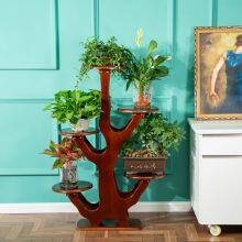 Flower Rack Solid Wood Living Room Indoor Balcony Simple Multi-layer Floor Type Retro European Chinese White Wood Chlorophytum Bonsai Green Flesh Saving Space Large Flower Pot Decoration Shelf thumbnail-4