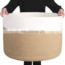 2021 New Arrival Rope Handle Organizers Cotton Woven Large Storage Basket Foldable thumbnail-4