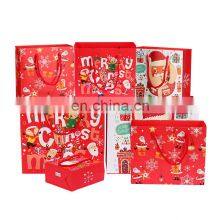 New Arrival High Quality Customized Design Printing Merry Christmas Gift Drawstring Tote Bags Whiteboard Christmas Paper Bags