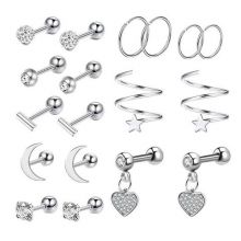 Stainless Steel Stud Earrings,Solid Rhinestone Cartilage Earrings Helix Ear Piercing Jewelry