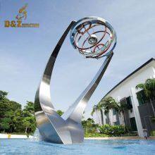 Stainless Steel Large Outdoor Water Fountains With Lights and Globe DZM-1413 thumbnail-3