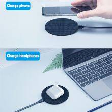 Custom Cargador Portatil Wireless Charger for Iphone Android Mobile Portable Charging Wireless Charger Pad With Led Circle Light thumbnail-3