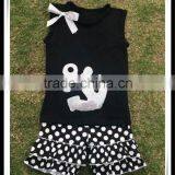 Silver Anchor Sticker Shorts Outfits Summer Custom Baby Girls Handmade Smocked July 4th Design Clothing Sets thumbnail-6