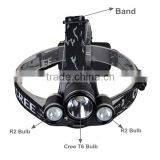Outdoor High Power 3 LED 3000lm 3 Models Waterproof Hunting Headlamp thumbnail-2