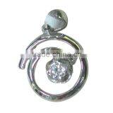 Circle Pendant 925 Sterling Silver Pendant Rhodium Plated cz Settings thumbnail-1