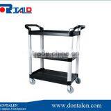 Utility Cart, 3 Tier, 40" Black Plastic Shelves