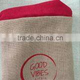 Custom Two Layers Small Linen Bag, Linen Drawstring Gift Bag With Red Suede Inside &red Logo for Jewelry Packing Quality Choice thumbnail-4