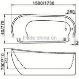 CUPC Certified Irregular Bathtub,cheap-whirlpool-bathtub,acrylic Classical Bathtub thumbnail-6