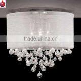 Chinese Style Elegant Crystal Ceiling Lamp in White Silk Shade thumbnail-2
