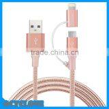 2016 For Iphone and Samsung Cell Phone 2 in 1MfI Certified Data Cable