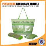 Stripe Paper Straw Material Beach Bag Containing the Mat and Pillow thumbnail-1