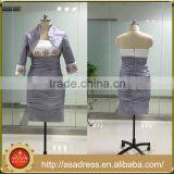 ASAJ-03 Real Pictures Zipper Back Knee Length Ruched Strapless Short Vintage Mother of the Bride Dresses With Jacket