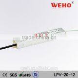Factory Outlet 20w Single Output Waterpoof Power Supply Led Driver 12v