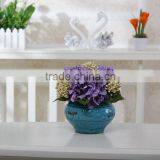Hot Selling Nice Handmade Artificial Silk Flower Arrangementsin Blue Vase thumbnail-4