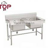 Stainless Steel Square Bench of Double Bowl Kitchen Sink thumbnail-2