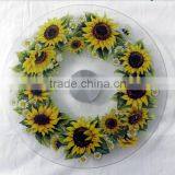 2016 Hot Selling Sunflower Rotating Tray Tempered Glass Lazy Susan