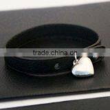 High Quality leather bracelet with letter charms,MOQ 2ps per stye