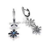 925 Sterling Silver Blue Saphire Daisy Flower Jewelry Set With Pendant Ring and Ear Studs thumbnail-5