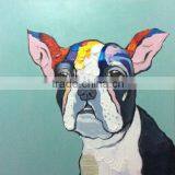 Modern Cartoon Handmade Oil Dog Painting On Canvas For Decor thumbnail-1