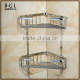 Classic-Style Simple Brass Chrome Finishing Wall Mounted Brassbathroom Accessories Double Corner Basket thumbnail-2