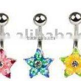 Hibiscus Flower Navel Belly Ring,316L Jewlery,body Piercing Jewelry