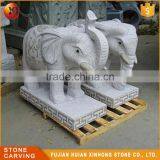 Small White Stone Granite Garden Outdoor Elephant Statue Carving thumbnail-6