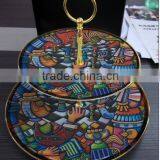 Wedding Fancy Decor Ceramic Double Layer Porcelain 3 Tier Cake Stand thumbnail-5