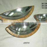 Mirror Polished Metal Bowl With Mosaic of Antique Finished Bone