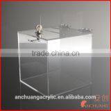 Cube Acrylic Charity / Donation / Ballot / Tip Box Container With Lock thumbnail-1