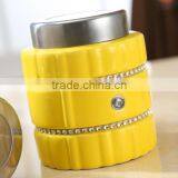 Kitchenware Useful Ceramic Canister Set With Stainless Metal Stand thumbnail-4