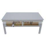 Mediterranean Style Distressed White Wooden Coffee Table With Drawers thumbnail-1