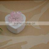 Hand Painted White Ceramic Jewel Box With Flower Shape Design thumbnail-2
