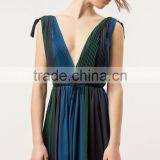 Long Weddings Bridesmaid Ball Gown Dresses Evening Long Pleated Front and Back V-neck Summer Dresses HSD5045 thumbnail-2