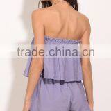 OEM Women Rompers Jumpsuit Latest Design Strapless Ruffle Playsuit thumbnail-3