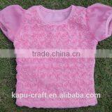 Wholesale Baby Hot Pink Rosette Tank Tops Pettitop Toddler Lace Shirt thumbnail-5