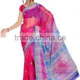 Printed Saree With Blouse and 4 Different Color Saree thumbnail-1