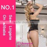 2015 New Style Top Quality Wetlook Lingerice Mesh Lingerice Sexy Busty Corset Bustier thumbnail-2