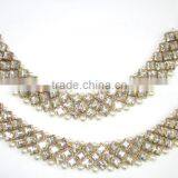 GOLD Tone Crystal PEARLS PAYAL Anklets Pair thumbnail-5