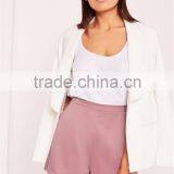 High Waist Women Plain Pink Satin Shorts Lilac Wholesale High Quality thumbnail-3