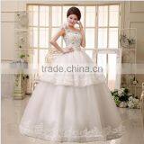 Wholesale Flowers High Low Lace Layer Sweet Wedding Dress Tie Back Drilling Single Shoulder Wedding Dress thumbnail-2