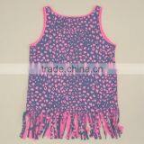 R&H Pink Macrame Tassels Cotton Casual Point Printed Girls Tank Top thumbnail-4