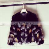 Women Short Fox Fur Coats 2016 Fashion Thick Warm Winter Real Fur Outerwear Female Trendy Elegant Patchwork Natural Fur Overcoat thumbnail-5