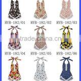 Wholesale Yiwu Cheap Kids Clothes Flower Printed Halter Sleeveless Lace Froal Baby Girl Vintage Romper Leotard Bodysuit thumbnail-2