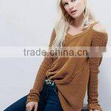 4233Runwaylover Hot Sale Ladies V-neck Shoulder Sweater thumbnail-1
